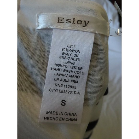 ESLEY Women's White Navy Orange Striped Knit Fitted Dress Back Zipper Sz Small - Picture 7 of 7